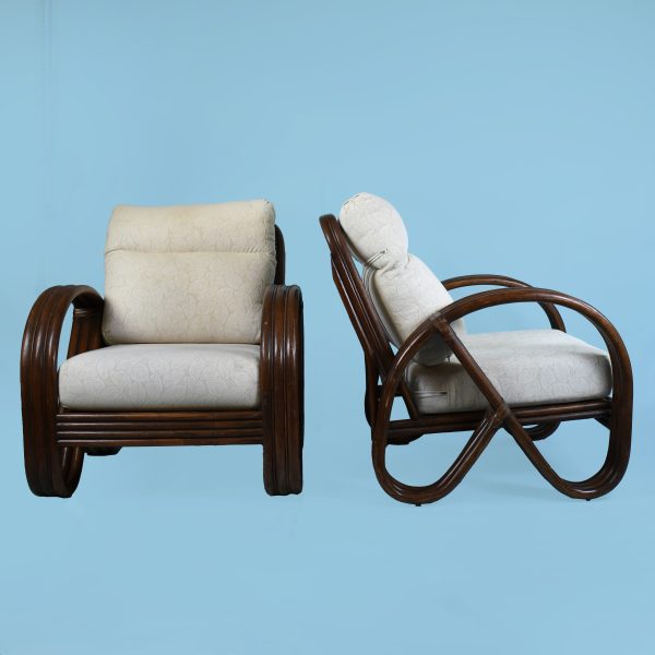 Pair of Pretzel Rattan Lounge Chair