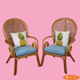 Pair of Rattan Balloon Back Chairs