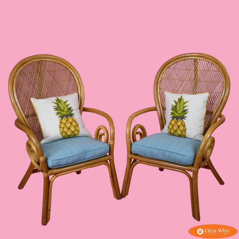 Pair of Rattan Balloon Back Chairs
