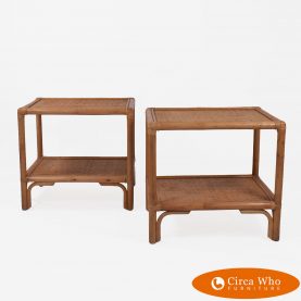 Pair of Rattan Cane end tables