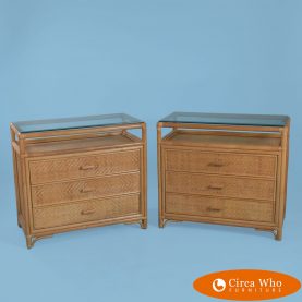 Pair of Rattan Cane Chest Top Chest