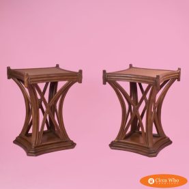 Pair of Rattan Coastal Dining Tables