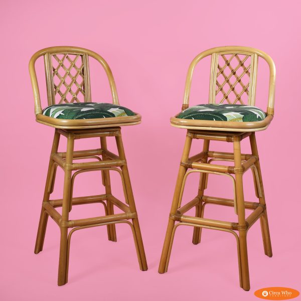 Pair of Rattan Counter Stools