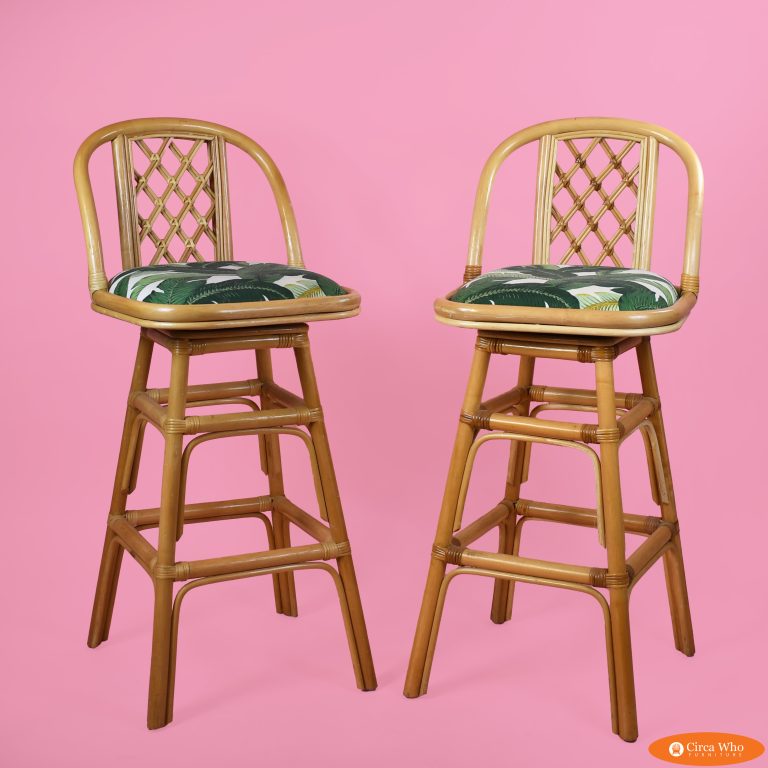 Pair of Rattan Counter Stools
