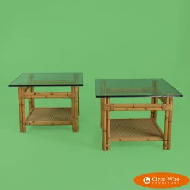 Pair of Rattan end tables