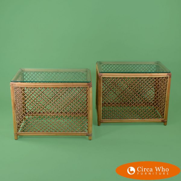 Pair of Rattan end tables