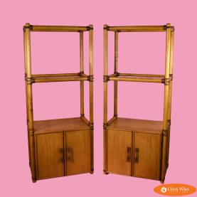 Pair of Rattan Etageres