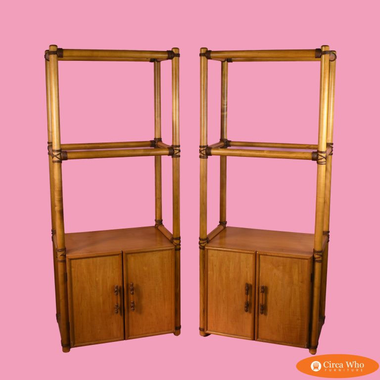 Pair of Rattan Etageres