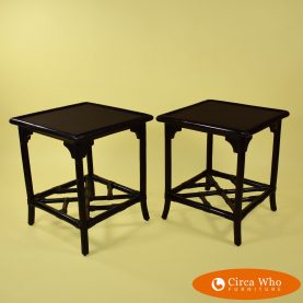 Pair of fretwork side tables in vintage condition black color