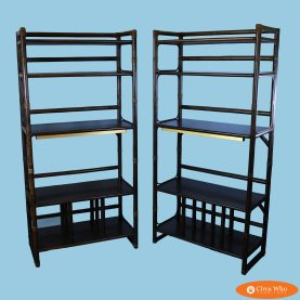 Pair of Rattan Illuminated Etageres