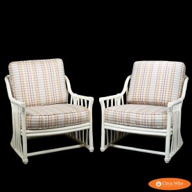 Pair of Rattan Lounge Chairs by Ficks Reed