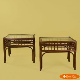 Pair of Rattan Low Side Tables