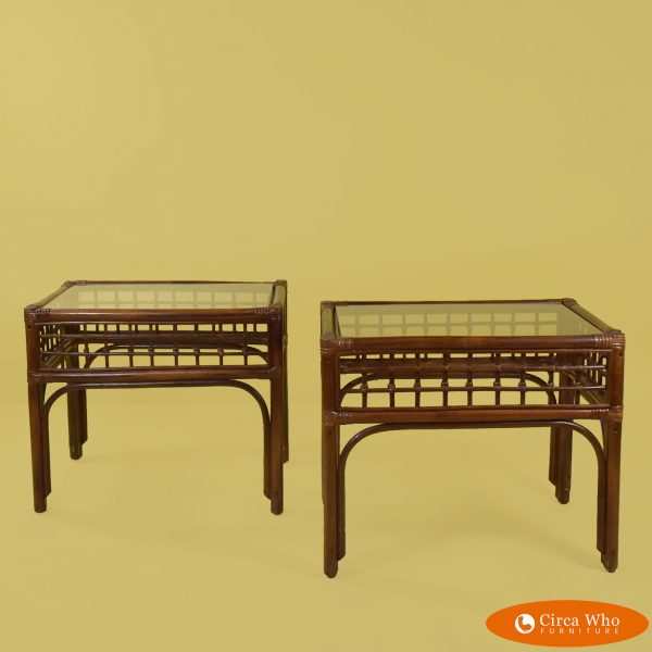 Pair of Rattan Low Side Tables