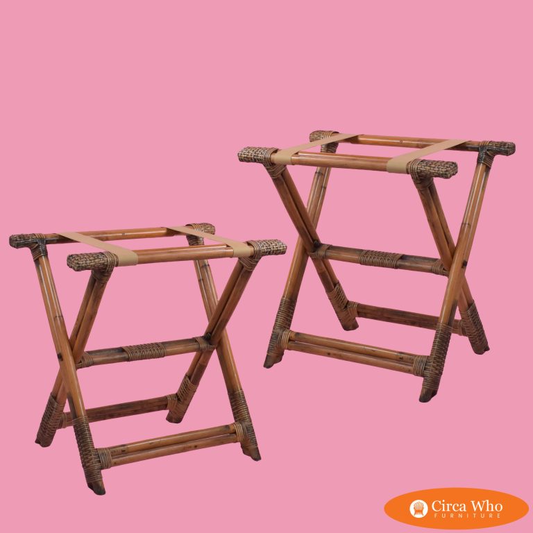 Pair of Rattan Luggage Holders