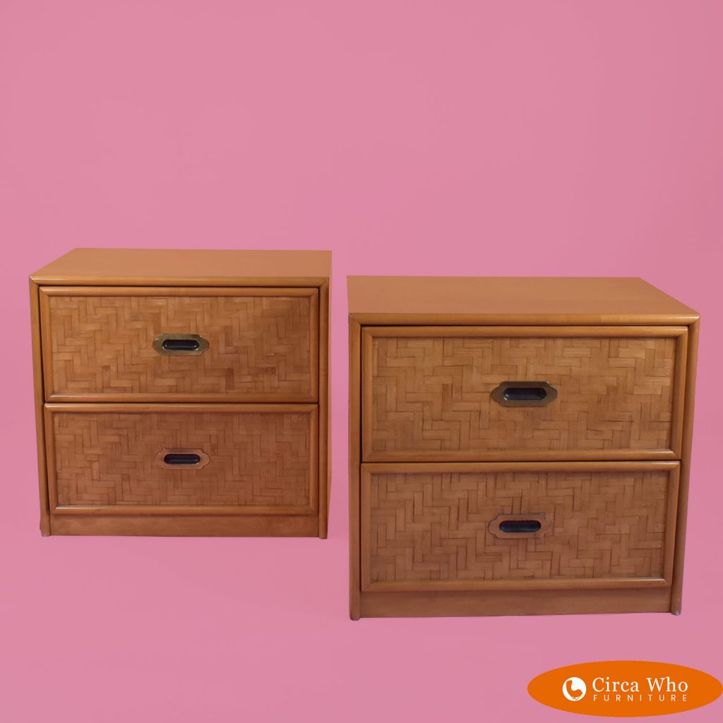 Pair of Rattan Nightstands by Dixie Circa Who