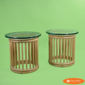 Pair of Rattan Olko Style Side Tables