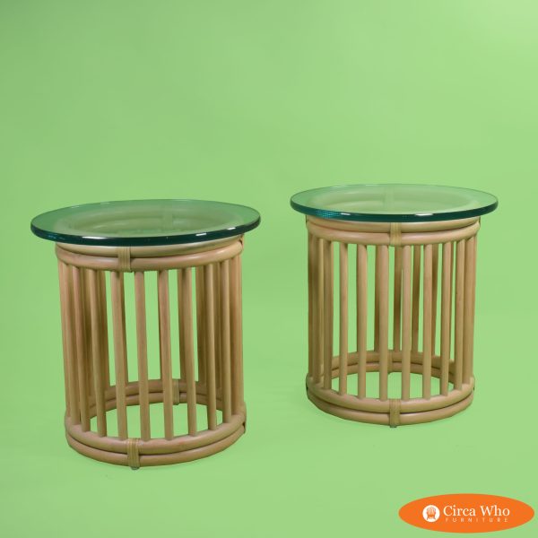 Pair of Rattan Olko Style Side Tables
