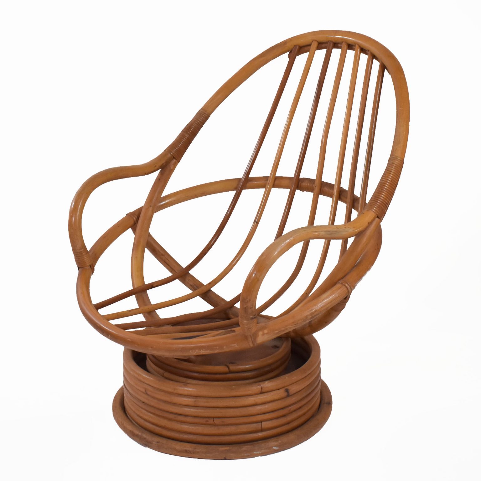 Pair of Rattan Papasan Chairs Circa Who