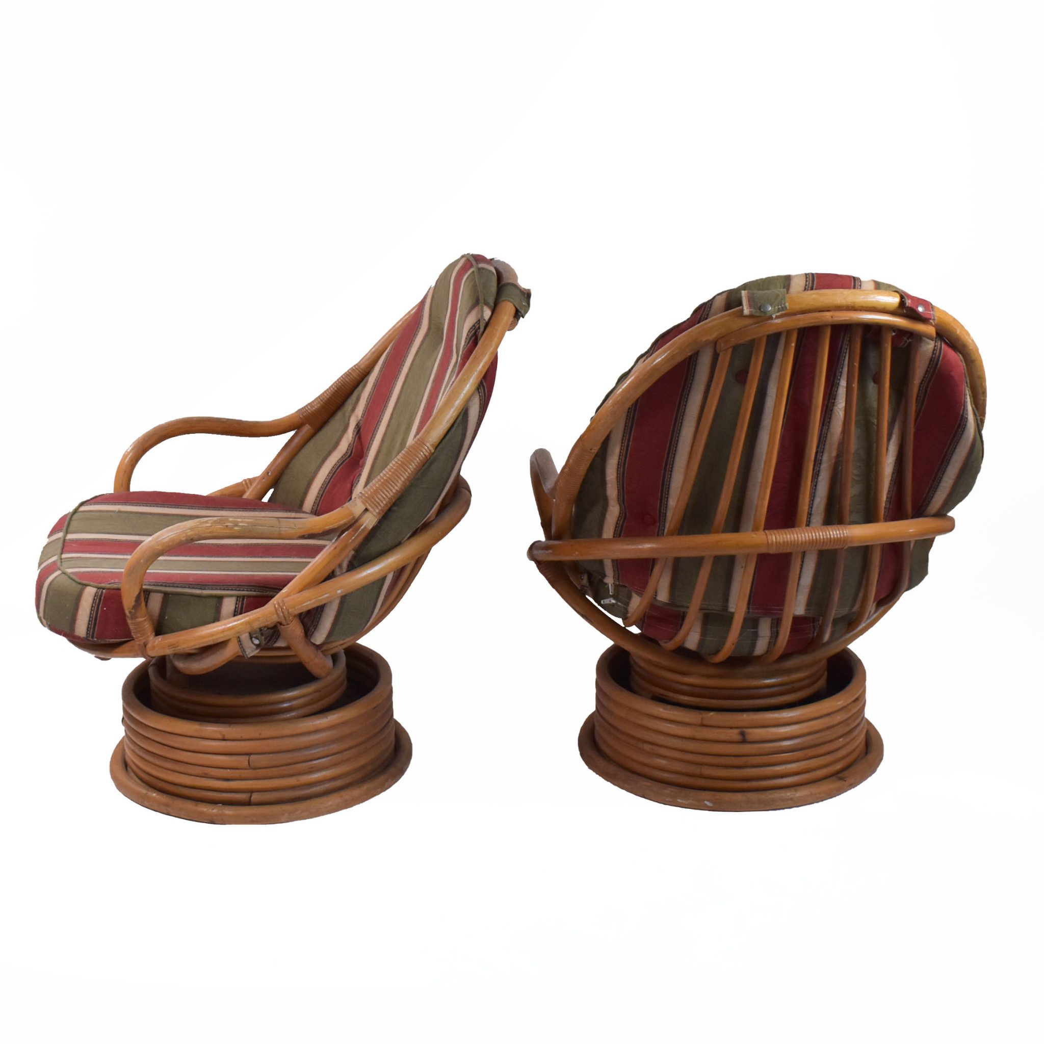 Pair of Rattan Papasan Chairs Circa Who