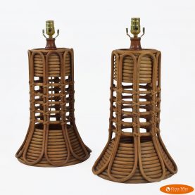 Pair of Rattan Table Lamps