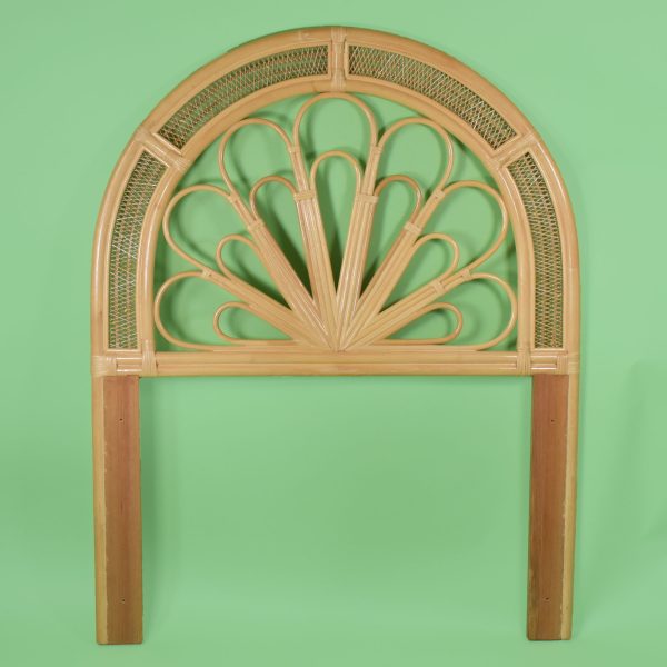 Pair of Twin Rattan Arched Coastal Headboards