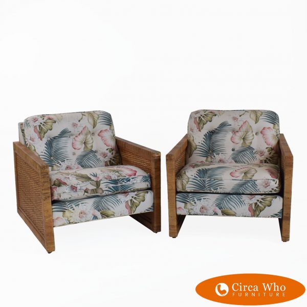 Pair of Rattan Wrapped Lounge Chairs