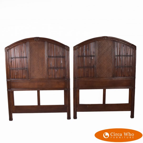 Pair of Rattan and Split Bamboo Twin Headboards