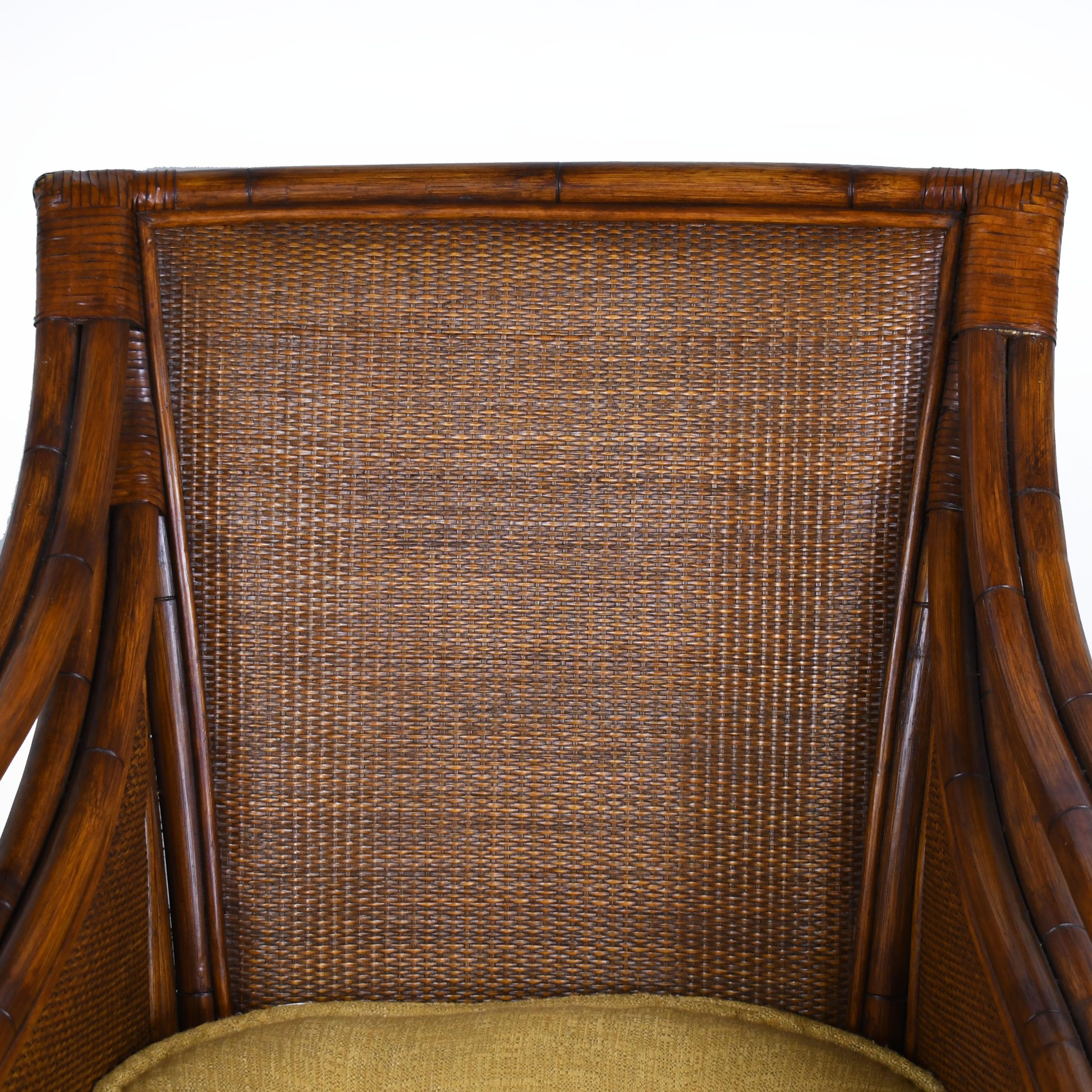Pair of Rattan and Woven Arm Lounge Chairs