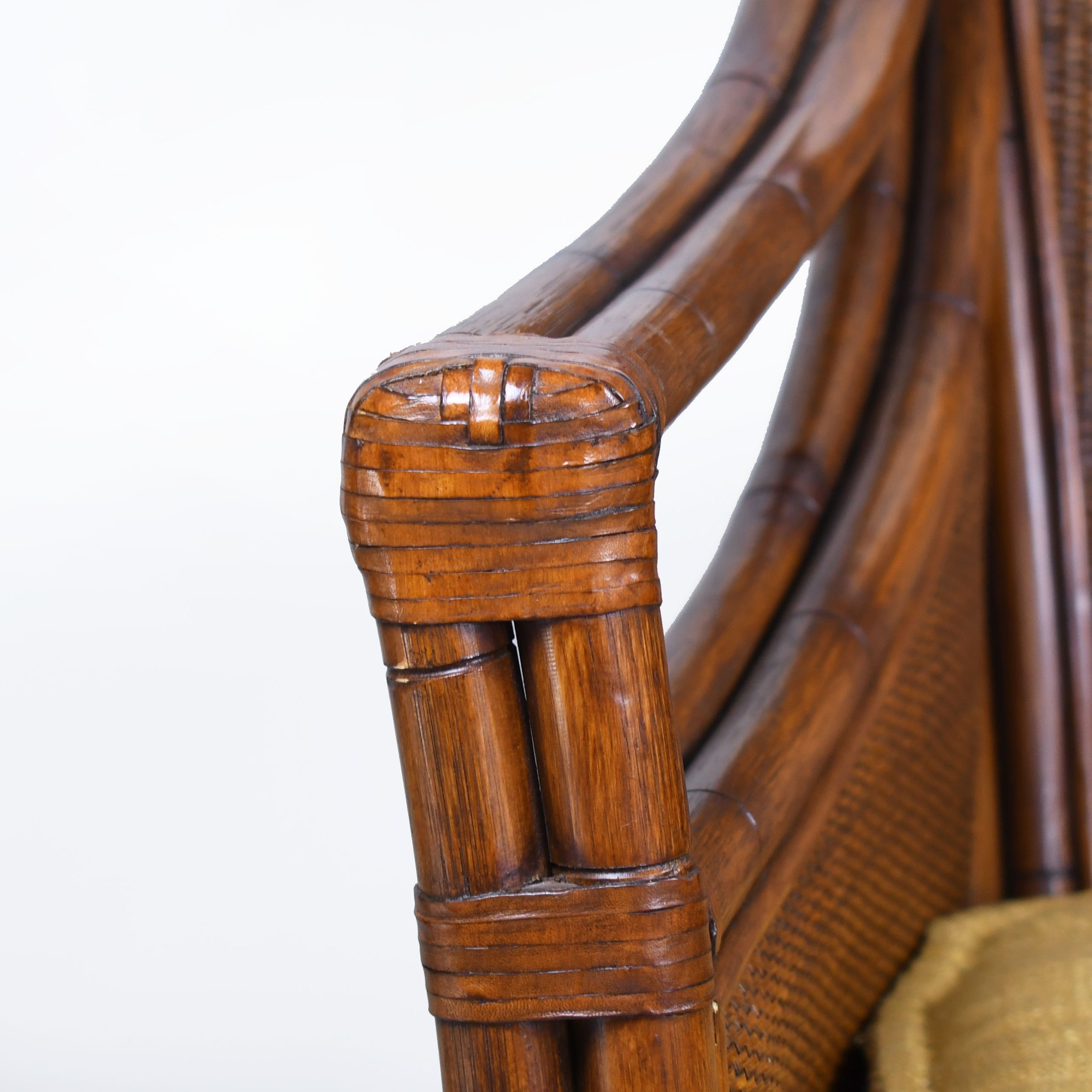 Pair of Rattan and Woven Arm Lounge Chairs