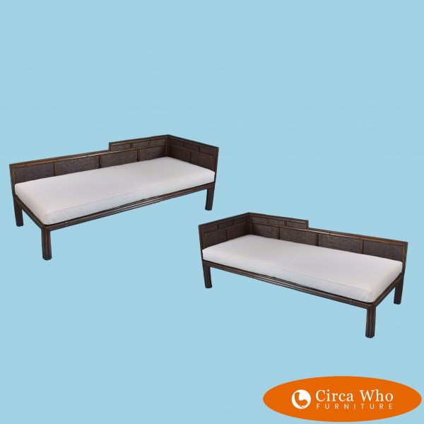 Pair of Rattan and Woven Rattan Day bed/Sofas