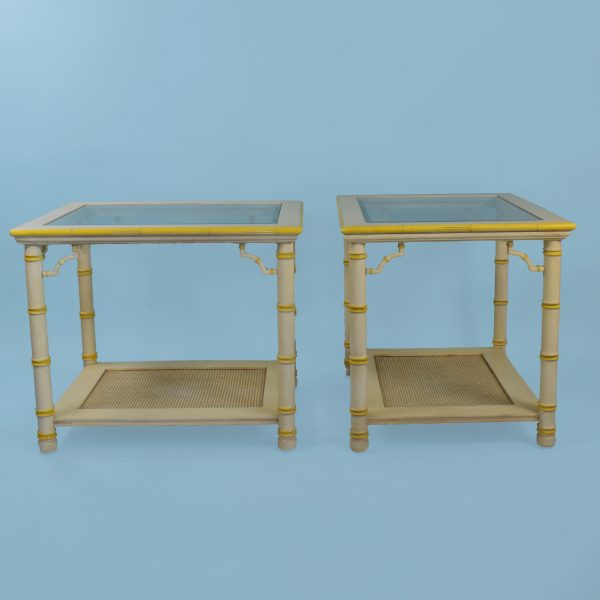 Pair of Rectangular Faux Bamboo Side Tables