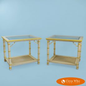 Pair of Rectangular Faux Bamboo Side Tables