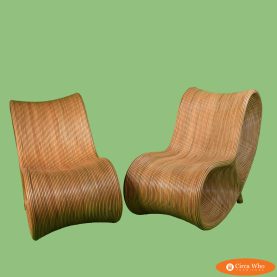 Pair of Sculptural Pencil Reed Lounge Chairs