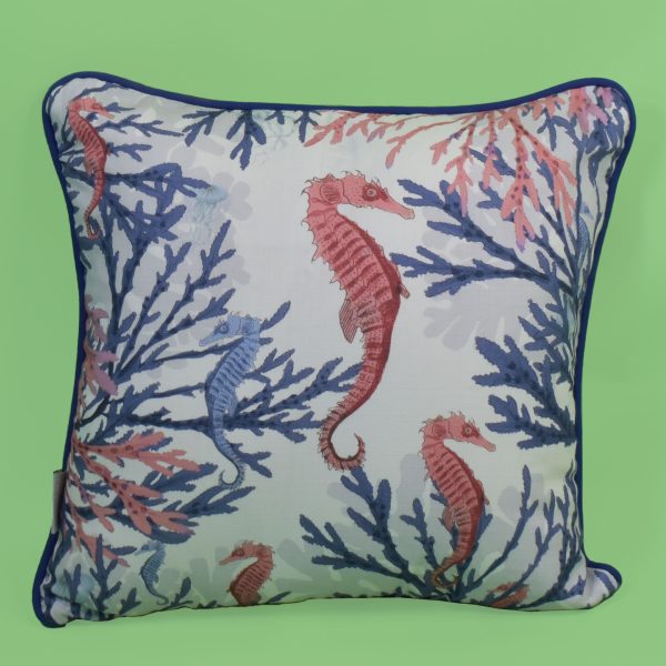 Pair of Seahorse Coral Pillows