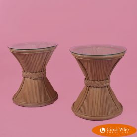 Pair of Sheaf of Wheat Style Side Tables