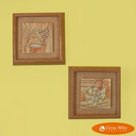 Pair of Shell Ceramic Frame Pictures