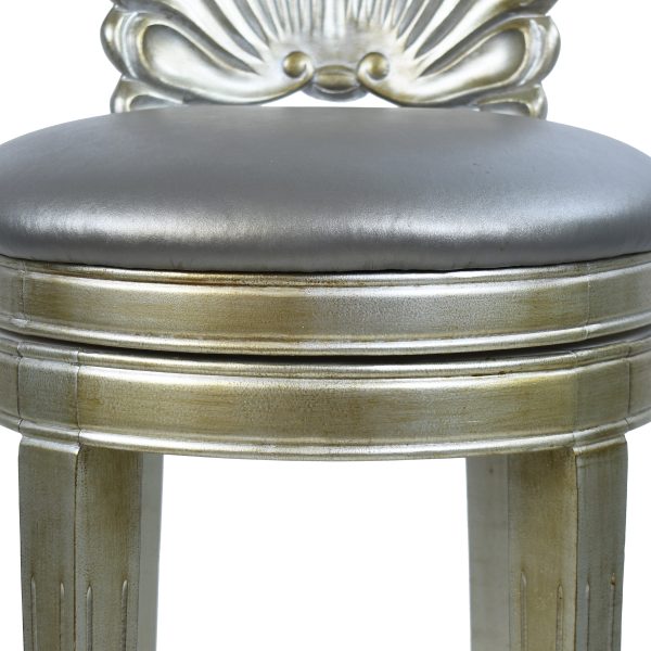 Pair of Silver Leafed Grotto Swivel Barstools