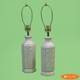 Pair of Small Ceramic Faux Bamboo Table Lamps