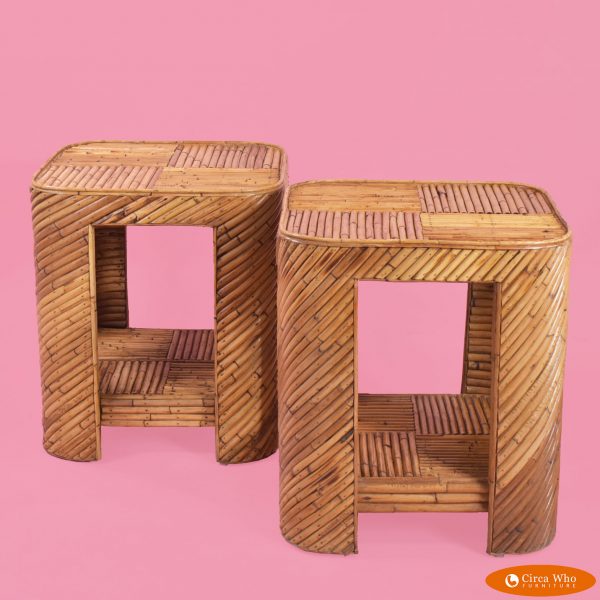 Pair of Split Bamboo End Tables