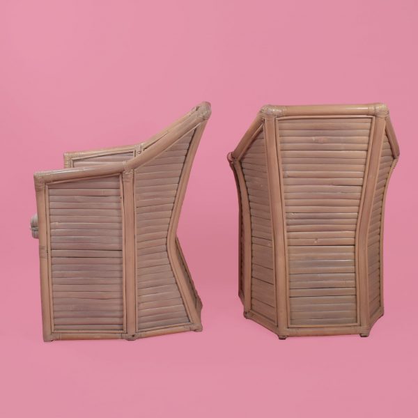 Pair of Split Bamboo Geometrical Lounge Chairs