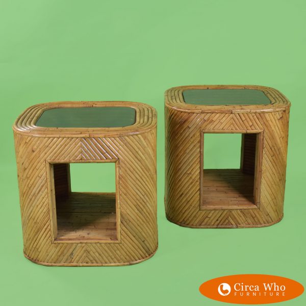 Pair os Split Bamboo Side Tables