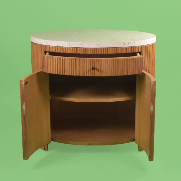 Pair of Split Bamboo Stone Top Nightstands