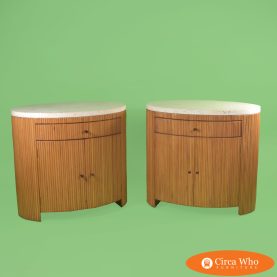 Pair of Split Bamboo Stone Top Nightstands