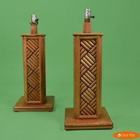 Pair of split bamboo table lamps