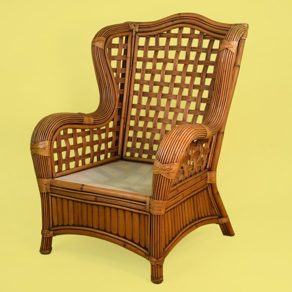Pair of Split Bamboo and Pencil Reed Lounge Chairs