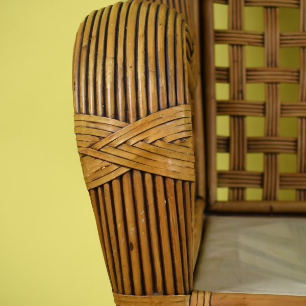 Pair of Split Bamboo and Pencil Reed Lounge Chairs