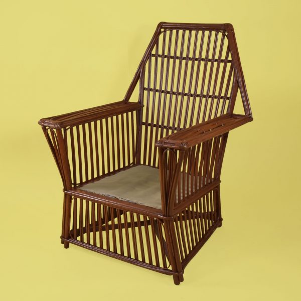 Pair of Stick Rattan Lounge Chairs