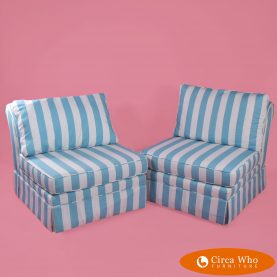 Pair of Striped Slipper Chairs