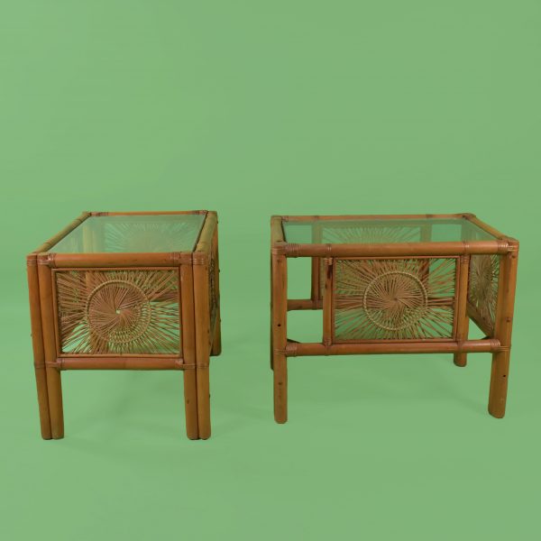 Pair of Sunny Buri Rattan Side Tables