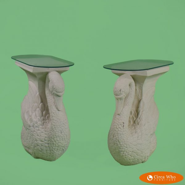 Pair of Swan Stone Tables